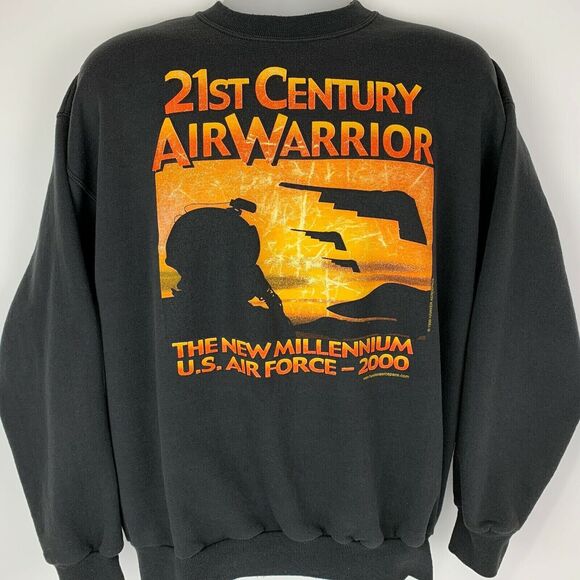 Vintage 90s USAF Stealth Bomber Sweatshirt Mens Large Northrop B-2 Spirit Black - Picture 2 of 7